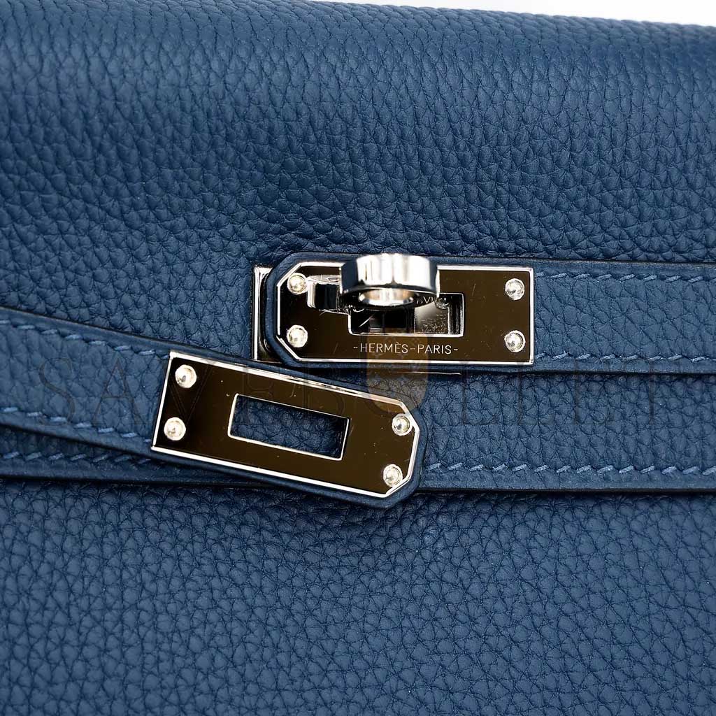 HERMÈS KELLY 25 DARK BLUE TOGO CALFSKIN SILVER BUCKLE (25*17*7cm) 